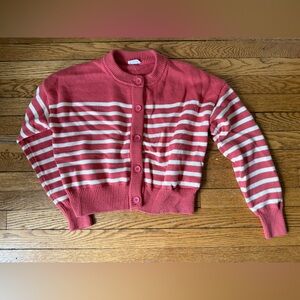 minnow Striped Cropped Knit Cardigan - Size XS / Small
